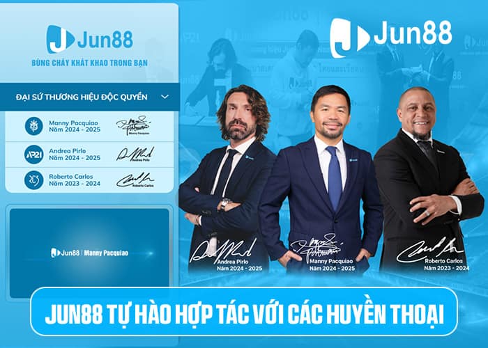 Pacquiao - Pirlo - Carlos - đại sứ thương hiệu của Jun88 Pacquiao - Pirlo - Carlos - đại sứ thương hiệu của Jun88